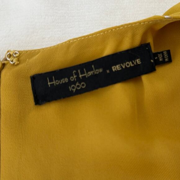 House of Harlow 1960 x REVOLVE OWEN DRESS Flowy Metallic Dot Small Mustard Flaw - Picture 12 of 15